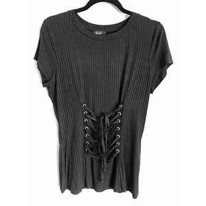 Black lace up shirt with corset detail